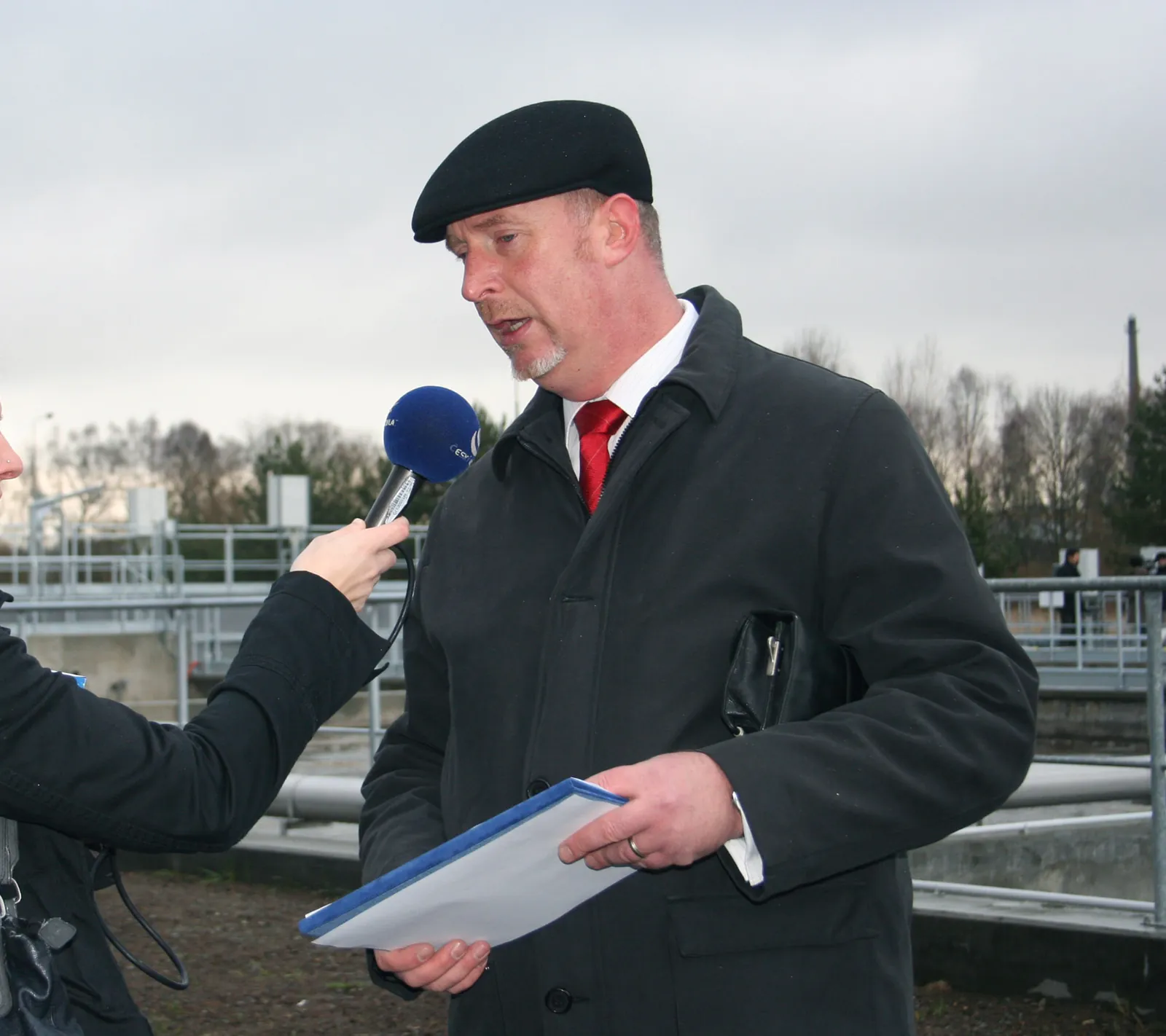 Petr Skokan v rozhovoru při otevření čistírny odpadních vod Česká Lípa, leden 2012